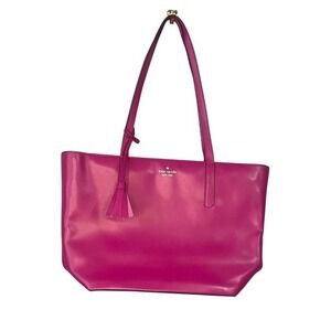 Kate Spade New York Pink Leather Tote Bag Tassel Accent‎ with Dust Cover
